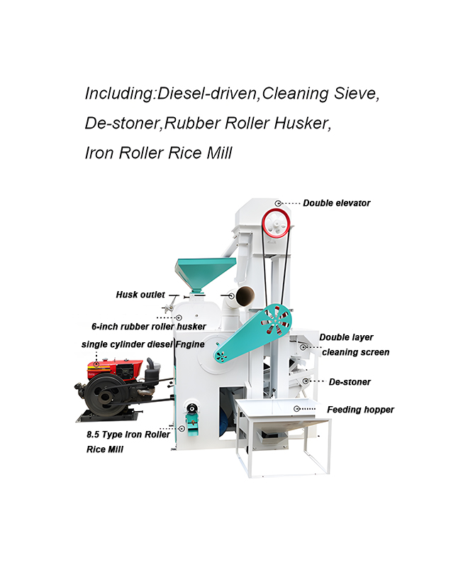 Factory Price Rice Milling Machine Combined Rice 400-500kg/hour Diesel-engine Fully Automatic Multi-functional Rice Mill